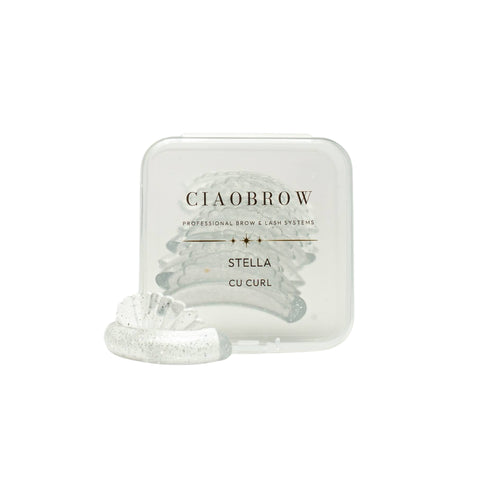 Curl clear glitter silicone lash lift shields with branded storage case