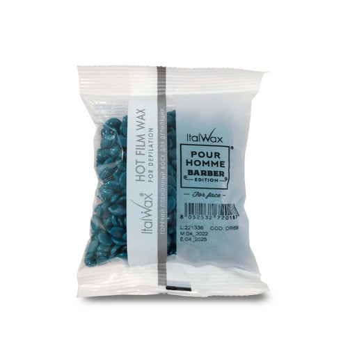 ItalWax Barber Pour Homme Barber Edition
Medium-dense metallic teal blue film wax
Designed for beard styling and male full face waxing procedures.