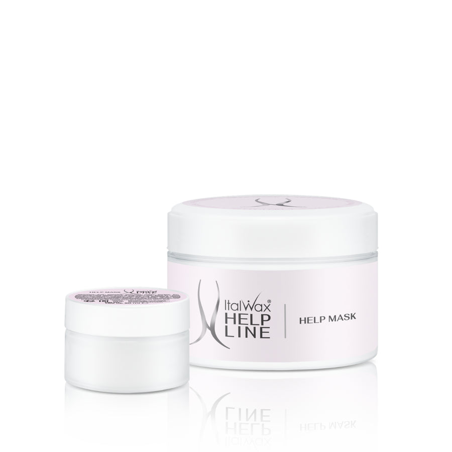 ItalWax Help Line Help Mask 50ml and 250ml – soothing leave-in post-wax mask with calamine and tea tree to calm, regenerate and prevent ingrown hairs.