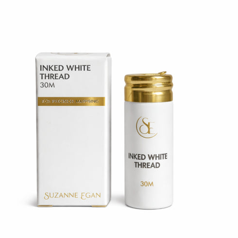 Suzanne Egan Inked White Thread 30m – Pre-inked white brow mapping thread for precise symmetry in waxing, tinting, lamination, henna